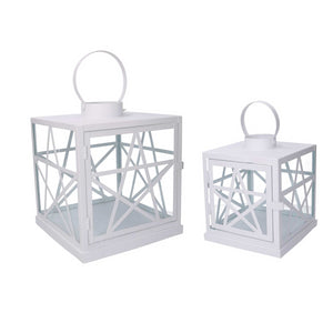 Lanterna metallo 1-2 bianca quadra cm 26x26h30/40