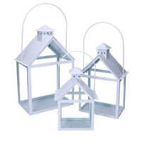 Lanterna metallo 1-3 bianco cm 27x18,2h41/51