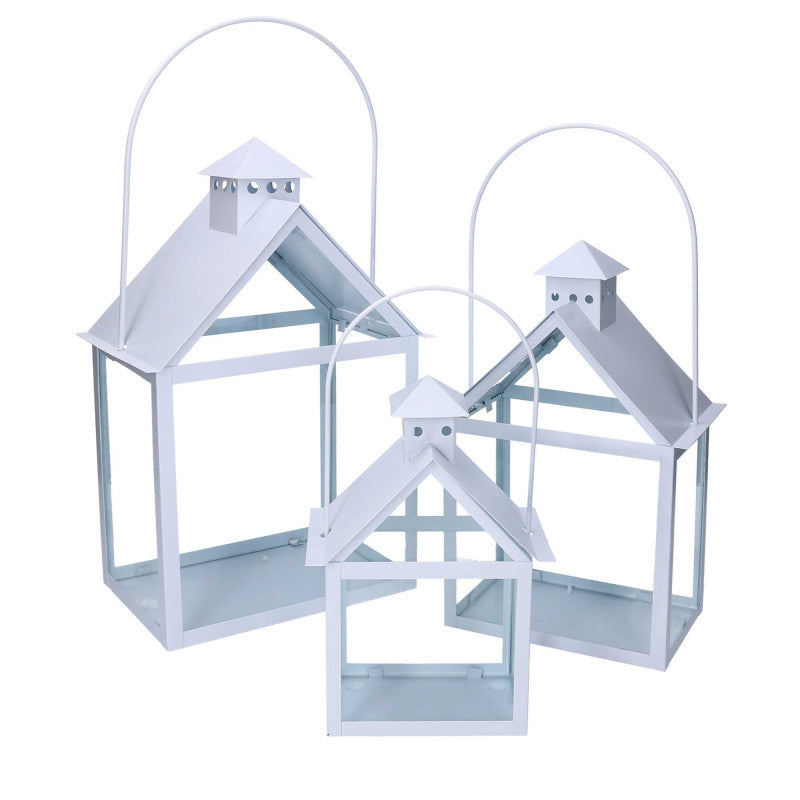 Lanterna metallo 1-3 bianco cm 27x18,2h41/51
