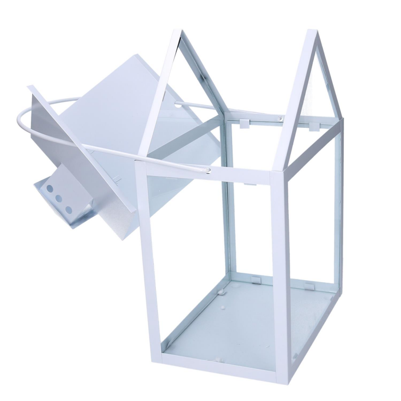 Lanterna metallo 1-3 bianco cm 27x18,2h41/51