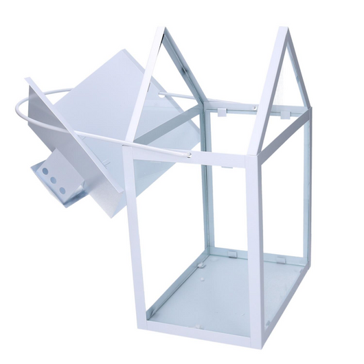 Lanterna metallo 1-3 bianco cm 27x18,2h41/51