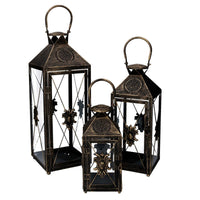 Lanterna metallo 1-3 nero e oro cm19x19h54/66