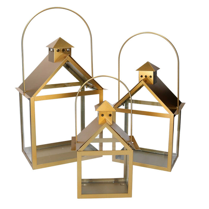 Lanterna metallo 1-3 oro cm 27x18,2h42