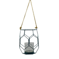 Lanterna metallo blu cm 16,5x16,5h18,5