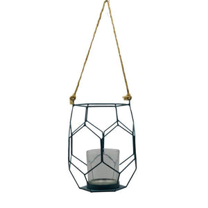 Lanterna metallo blu cm 16,5x16,5h18,5