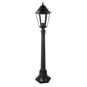 Lanterna Minerva su Piantana 120 cm – Alluminio Nero, Vetro 6 Facce, Esterni – GDLC