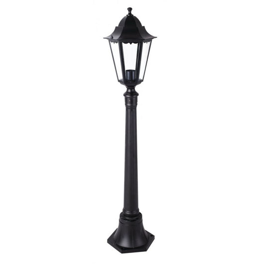 Lanterna Minerva su Piantana 120 cm – Alluminio Nero, Vetro 6 Facce, Esterni – GDLC