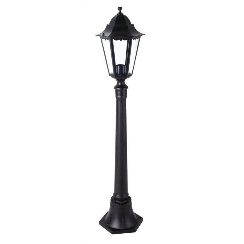 Lanterna Minerva su Piantana 120 cm – Alluminio Nero, Vetro 6 Facce, Esterni – GDLC