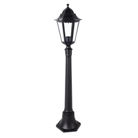 Lanterna Minerva su Piantana 120 cm – Alluminio Nero, Vetro 6 Facce, Esterni – GDLC