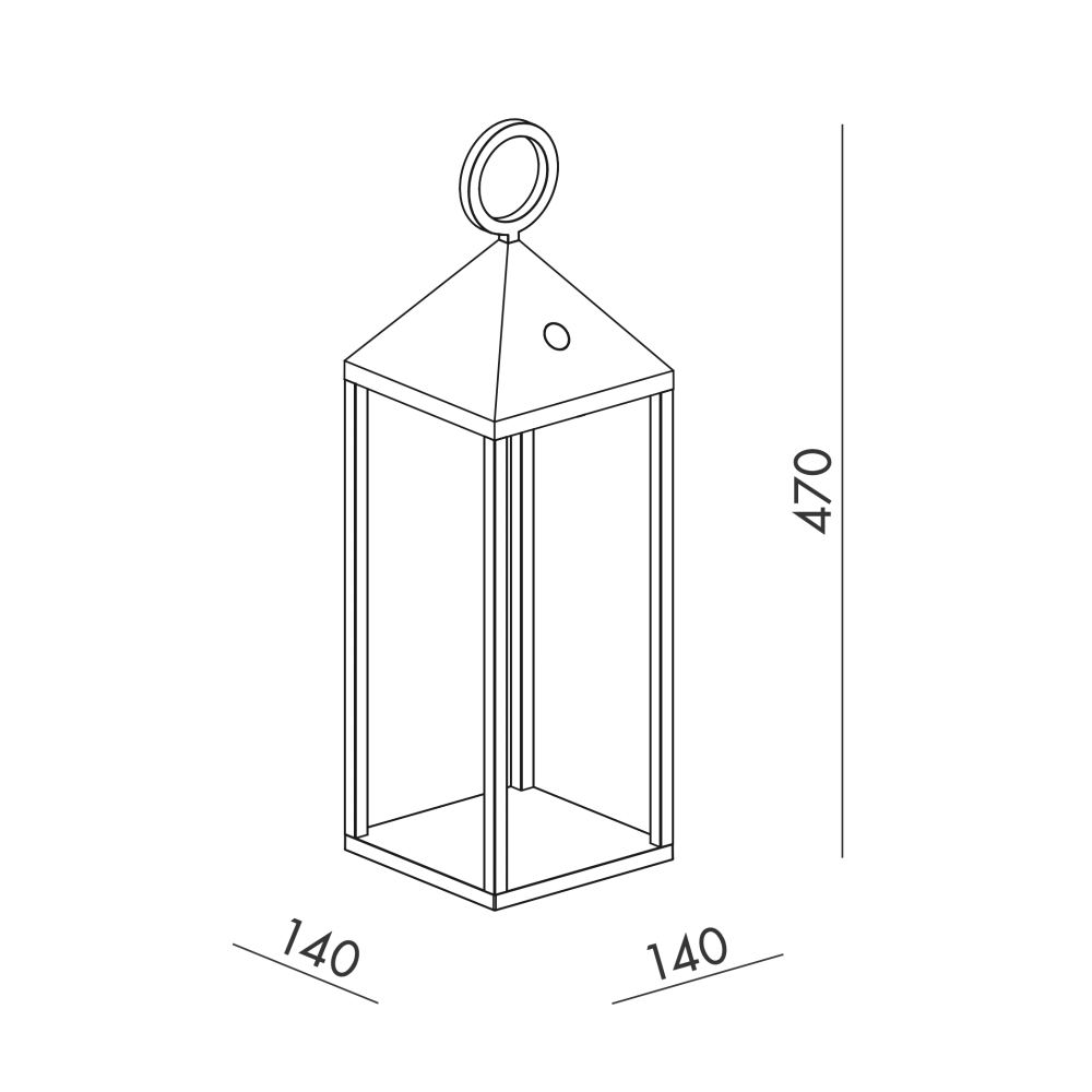 Lanterna moderna Pic Nic a led da 2,2W IP54 ricaricabile e dimmerabile h. 67cm antracite