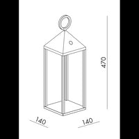 Lanterna moderna Pic Nic a led da 2,2W IP54 ricaricabile e dimmerabile h. 67cm corten