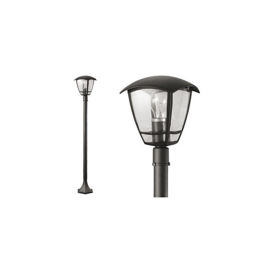 Lanterna Selene 1 Luce su Palo – Alluminio Nero, H100 cm, E27, IP44, Esterni – GDLC