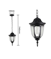 Lanterna Sospesa Da Soffitto Lampada Giardino Retrò Per Esterno Con Catena  Nero       