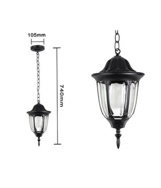 Lanterna Sospesa Da Soffitto Lampada Giardino Retrò Per Esterno Con Catena  Nero       
