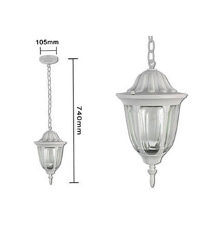 Lanterna Sospesa Da Soffitto Lampada Giardino Retrò Per Esterno Con Catena  Bianco       