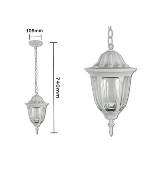 Lanterna Sospesa Da Soffitto Lampada Giardino Retrò Per Esterno Con Catena  Bianco       