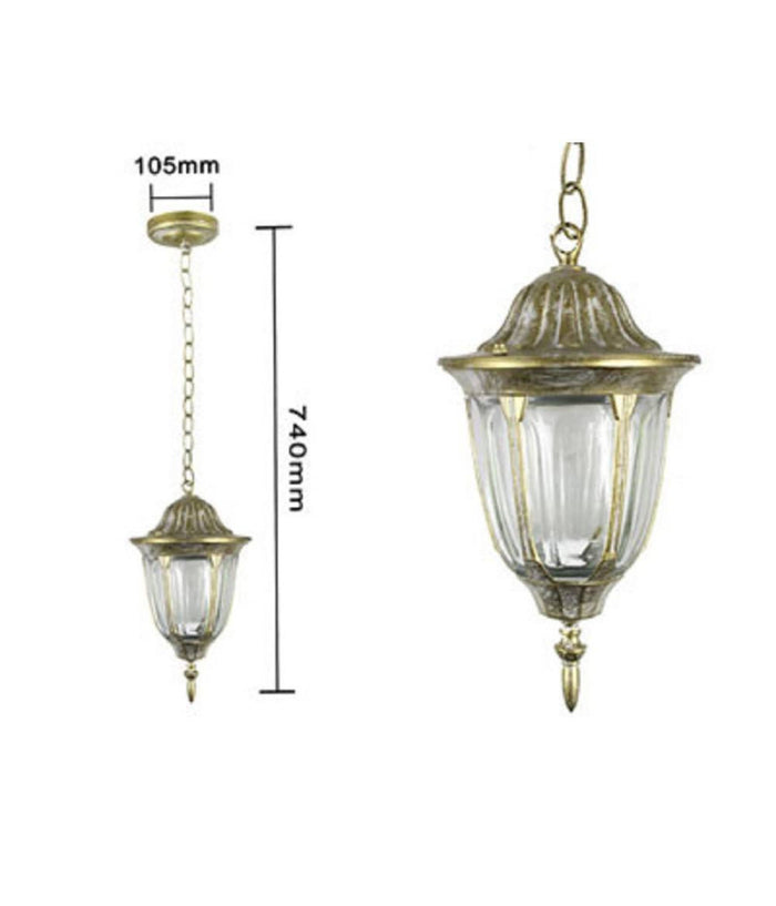 Lanterna Sospesa Da Soffitto Lampada Giardino Retrò Per Esterno Con Catena  Oro       