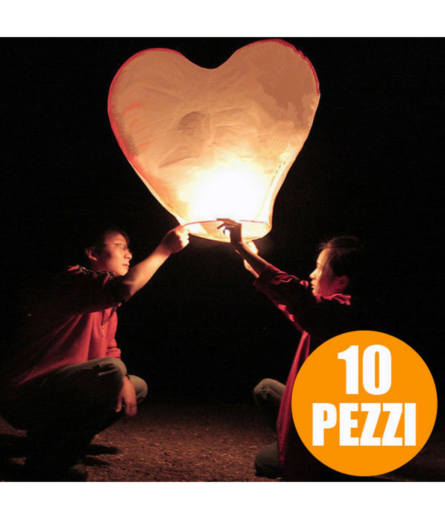 Lanterna Volante A Forma Di Cuore Bianca 37x90x90 Matrimonio Eventi Festa Party         