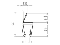 Profileo di guardnizion laterale con aletta rigida Vetro 6/8 mm PG160