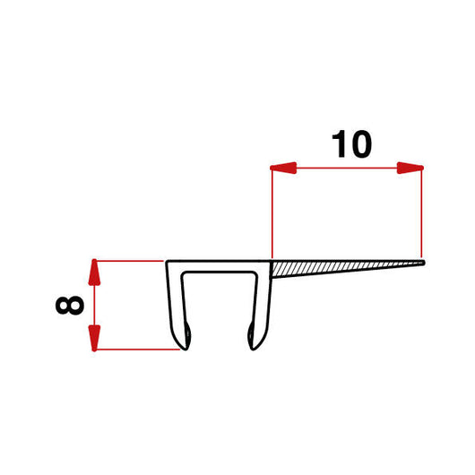 Profilo di guarnizione per box doccia Mini F3  vetro 8  baffo 10