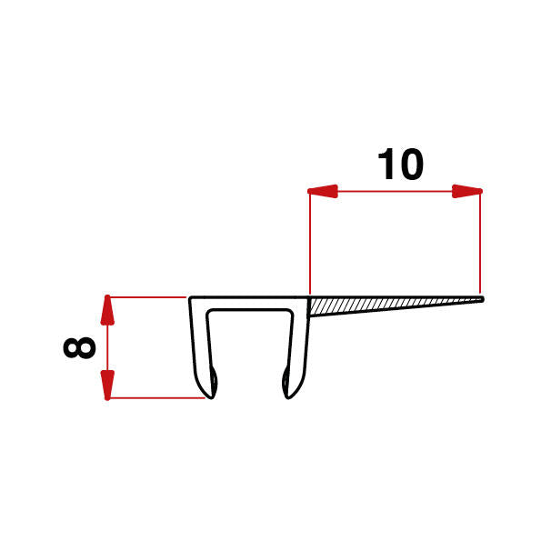 Profilo di guarnizione per box doccia Mini F3  vetro 8  baffo 10