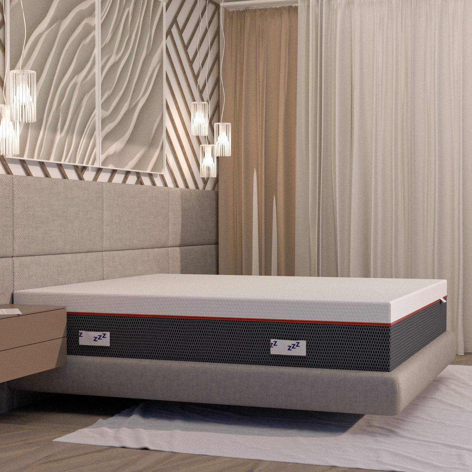 Materasso King Memory foam 200x200; Triplo Strato Stretch; Memory Gel anti-stress; con 7 zone di comfort; ortopedico; "Maragià"