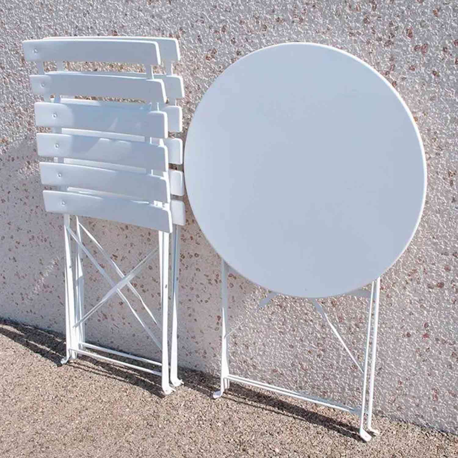 Laura - Coppia di sedie da esterno pieghevoli in stile retrò, colore bianco