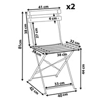Laura - Coppia di sedie da esterno pieghevoli in stile retrò, colore bianco