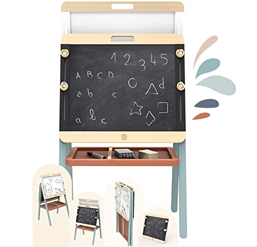 Lavagna Per Bambini Lavagna Bambini Bambini Lavagna Cavalletto Regolabile di Legno Altezza Magnetica Accessori da disegn
