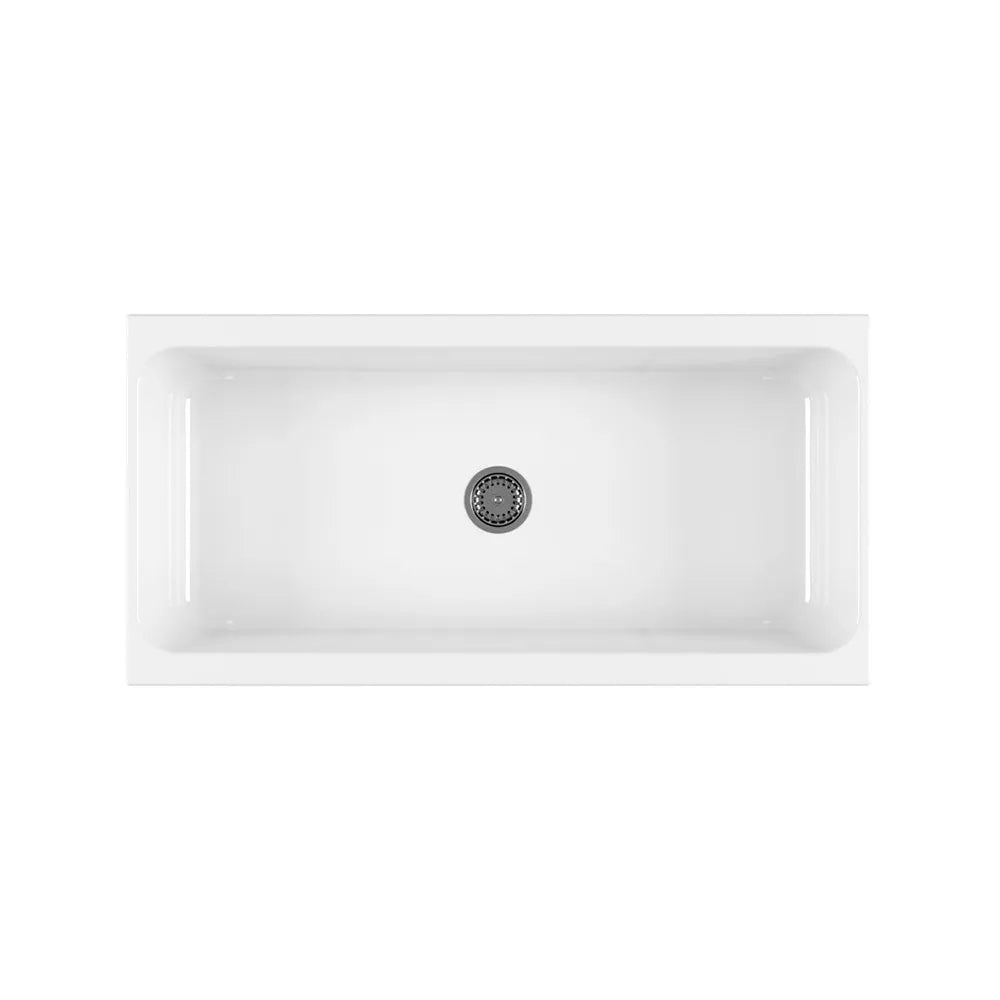 Lavabo a canale 120x45 cm d'appoggio o sospeso in ceramica lucida