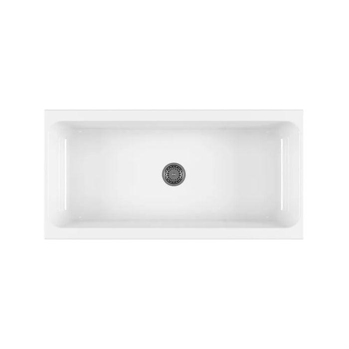 Lavabo a canale 120x45 cm d'appoggio o sospeso in ceramica lucida