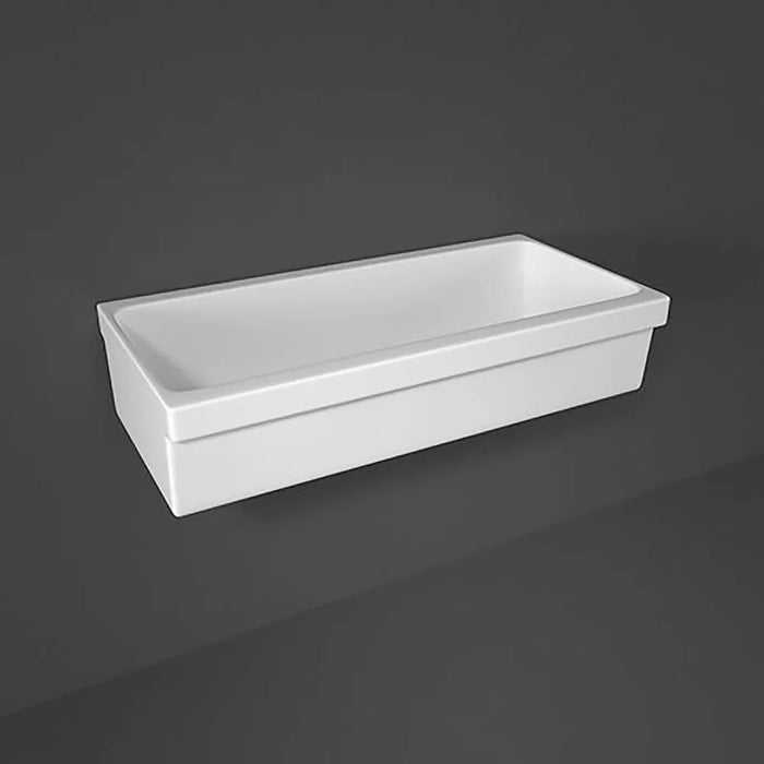 Lavabo a canale 120x45 cm d'appoggio o sospeso in ceramica lucida
