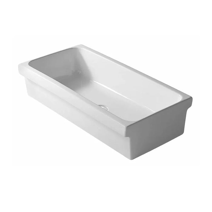 Lavabo a canale 90x45 cm d'appoggio o sospeso in ceramica lucida