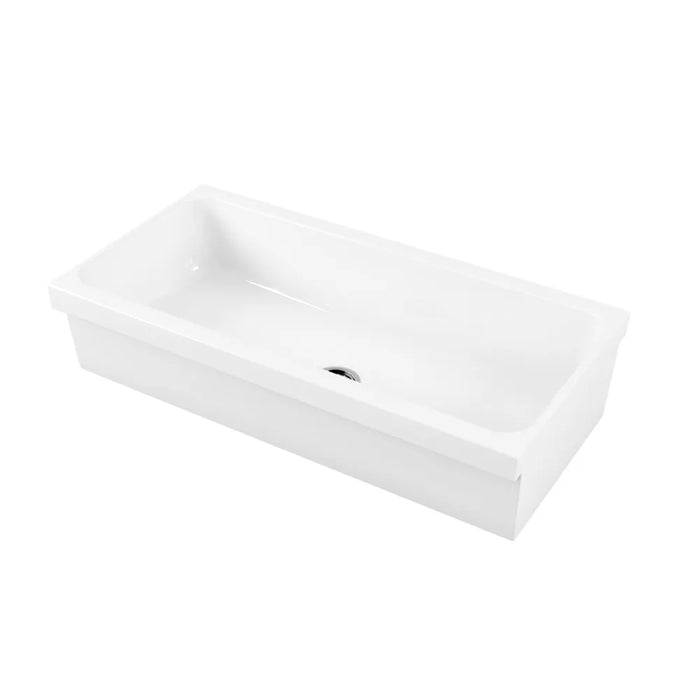 Lavabo a canale 90x45 cm d'appoggio o sospeso in ceramica lucida