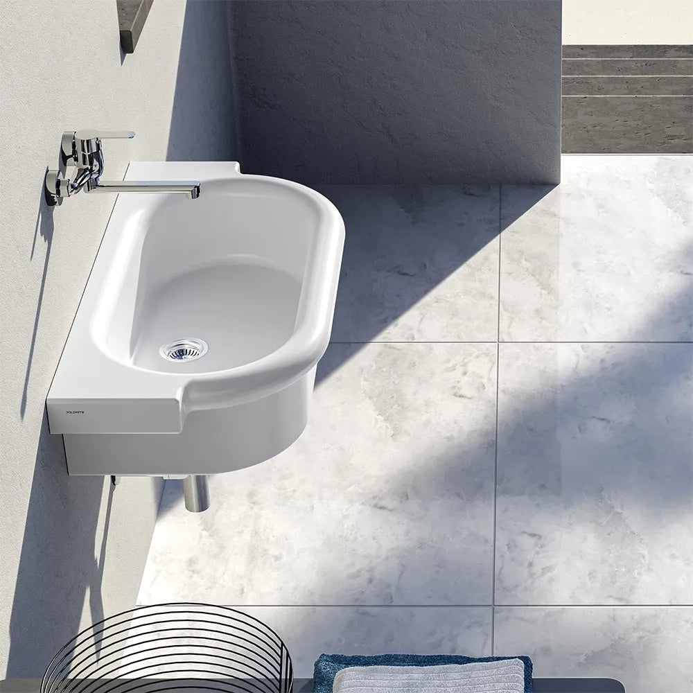 Lavabo a canale 90x45 modello Kenia in ceramica dappoggio o sospeso