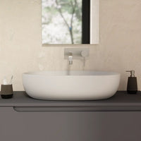 Lavabo da appoggio ovale 60x43x14,5cm Bianco opaco