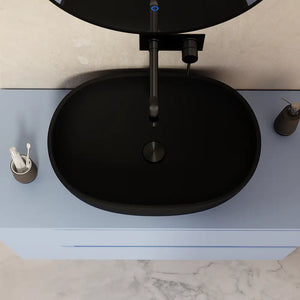 Lavabo da appoggio ovale 60x40x15 cm Nero opaco