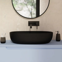 Lavabo da appoggio ovale 60x40x15 cm Nero opaco
