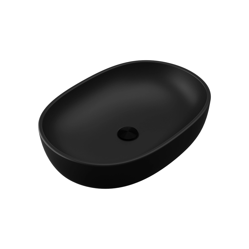 Lavabo da appoggio ovale 60x40x15 cm Nero opaco