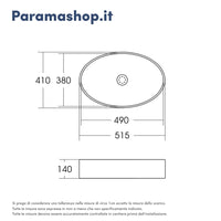 Lavabo da appoggio ovale 51,5x41x14 cm Bianco