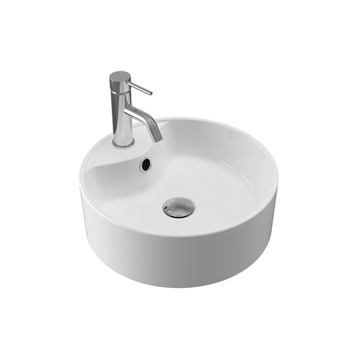 Lavabo da appoggio tondo con troppopieno 40x40x14 cm Bianco