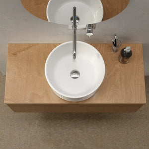 Lavabo da appoggio tondo in ceramica 41,5x41,5x15,5cm bianco lucido