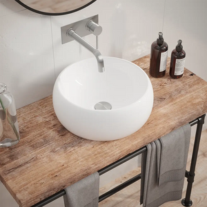 Lavabo da appoggio tondo 40x40x15,5 cm Bianco