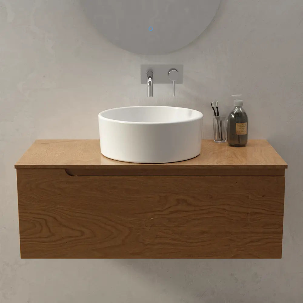 Lavabo da appoggio tondo in ceramica 41,5x41,5x15,5cm bianco lucido
