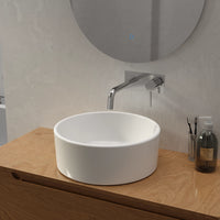 Lavabo da appoggio tondo in ceramica 41,5x41,5x15,5cm bianco lucido