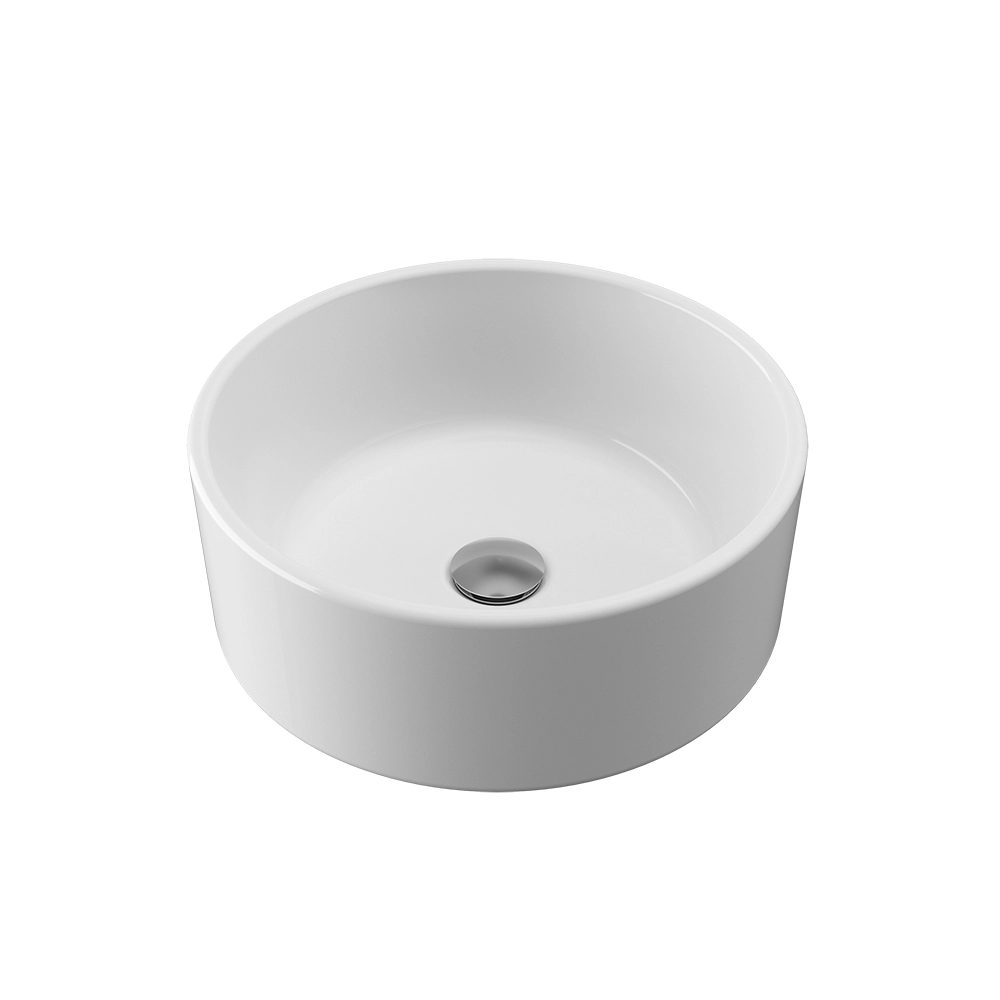 Lavabo da appoggio tondo in ceramica 41,5x41,5x15,5cm bianco lucido