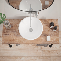 Lavabo da appoggio tondo con troppopieno 40x40x17 cm Bianco