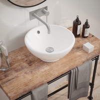 Lavabo da appoggio tondo con troppopieno 40x40x17 cm Bianco