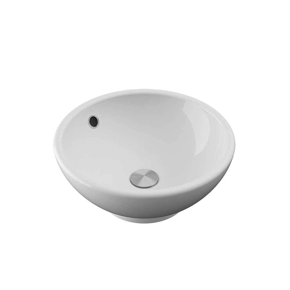 Lavabo da appoggio tondo con troppopieno 40x40x17 cm Bianco