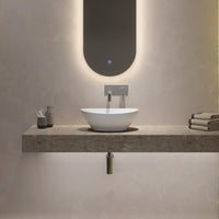 Lavabo da appoggio ovale in ceramica 41x34x14,5 cm Bianco